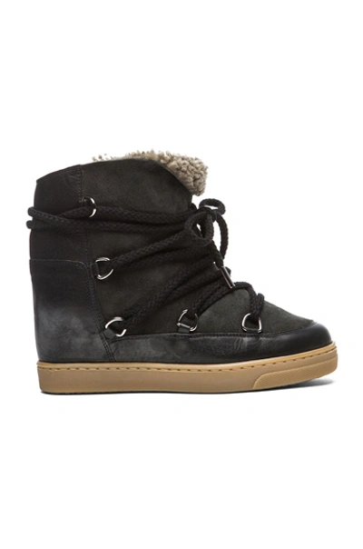 Isabel Marant Nowles Shearling And Leather Boots In Black