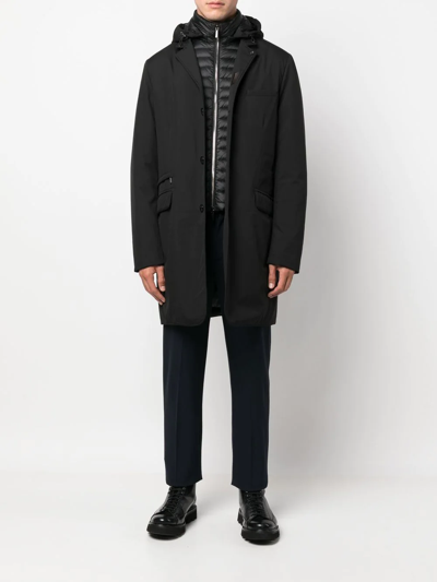 Moorer Button-up Hooded Coat In Schwarz