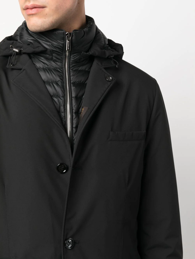 Moorer Button-up Hooded Coat In Schwarz