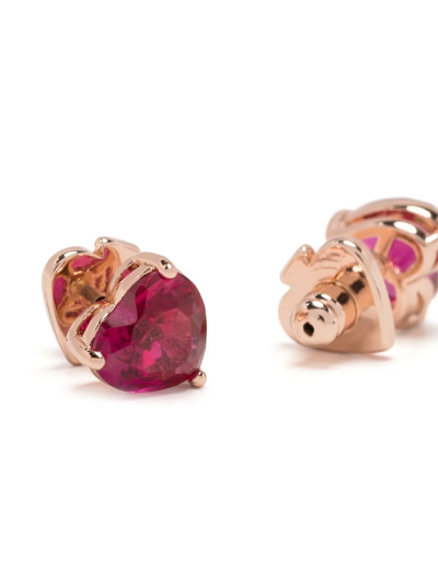 Shop Kate Spade Crystal Heart-stud Earrings In Gold