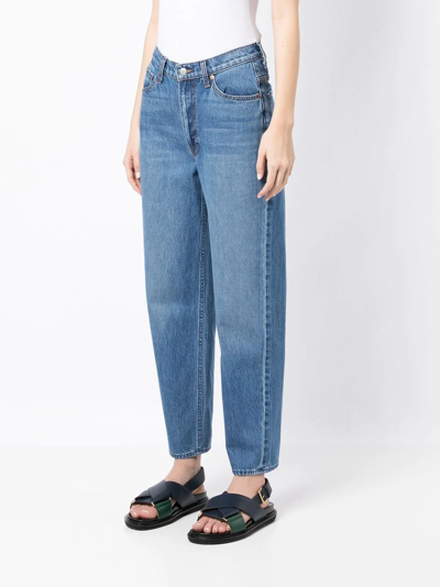 Shop Mother High-waist Straight-leg Jeans In Blue