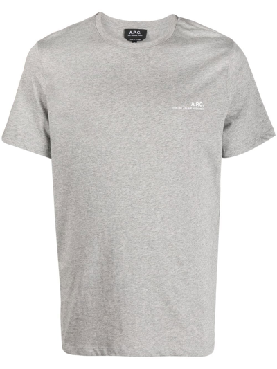 Shop Apc Logo-print Cotton T-shirt In Grau