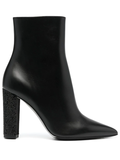 Shop René Caovilla Bead-embellished 100mm Leather Boots In Schwarz