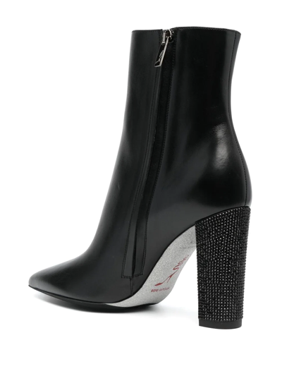 Shop René Caovilla Bead-embellished 100mm Leather Boots In Schwarz
