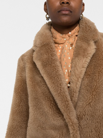 Yves Salomon Meteo Fitted Faux-fur Button Coat In Nude