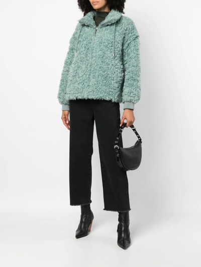 Yves Salomon Meteo Drawstring Shearling Jacket In Grün