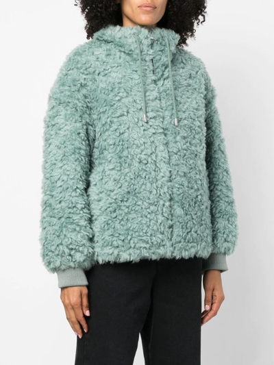 Yves Salomon Meteo Drawstring Shearling Jacket In Grün