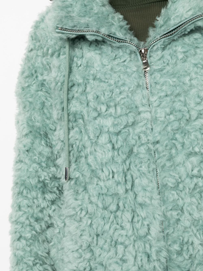 Yves Salomon Meteo Drawstring Shearling Jacket In Grün