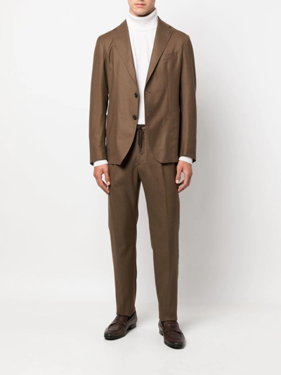 Tagliatore Drawstring-waist Single-breasted Suit In Braun