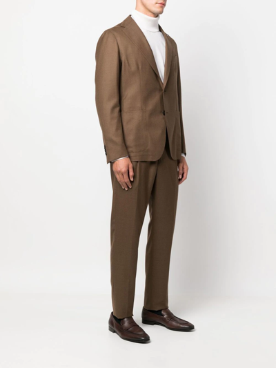 Tagliatore Drawstring-waist Single-breasted Suit In Braun