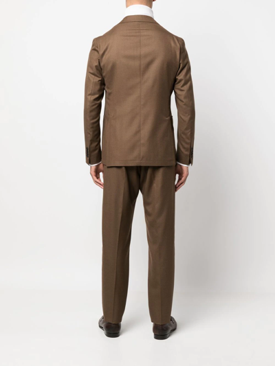 Tagliatore Drawstring-waist Single-breasted Suit In Braun