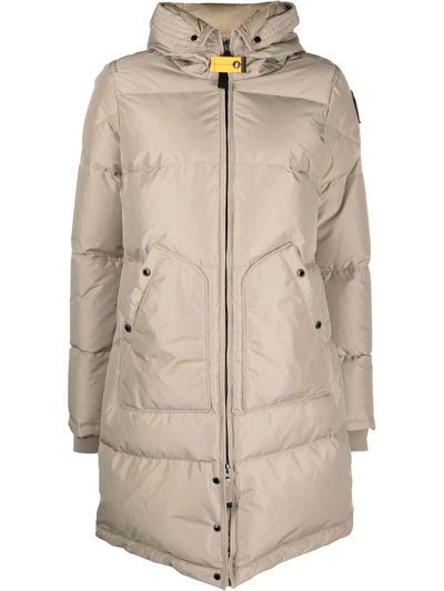 Shop Parajumpers Mid-length Hooded Padded Jacket In Nude