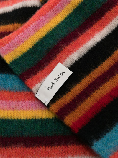 Shop Paul Smith Striped Wool-knit Scarf In Blau
