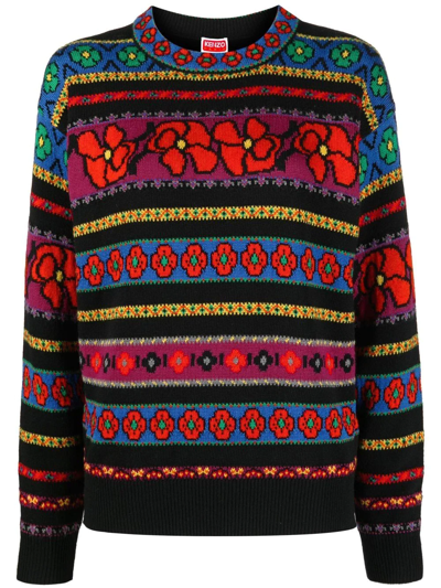 Shop Kenzo Floral-pattern Panelled Jumper In Rot