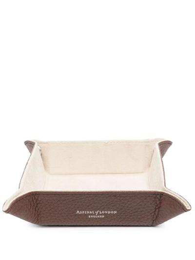 Shop Aspinal Of London Logo-print Leather Valet Tray In Braun