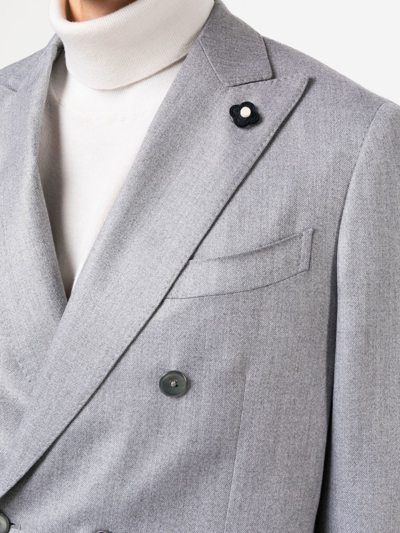 Shop Lardini Buttoned Double-breasted Blazer In Grau