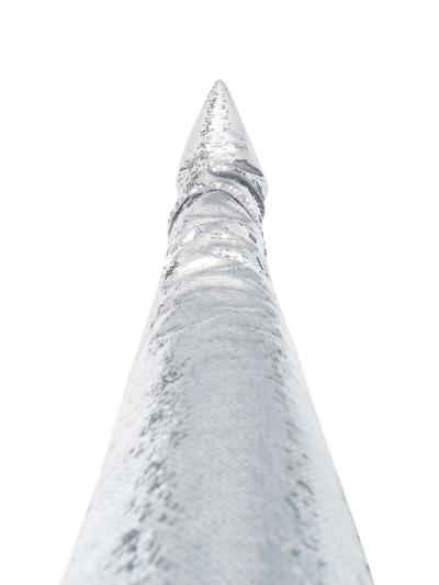 Casadei Silver-tone Sequin Boots In Grau