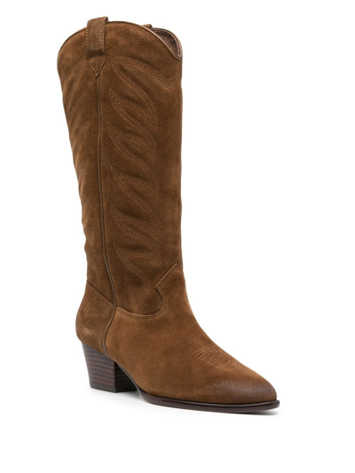Ash Heaven Texan Boots In Brown Suede In Braun
