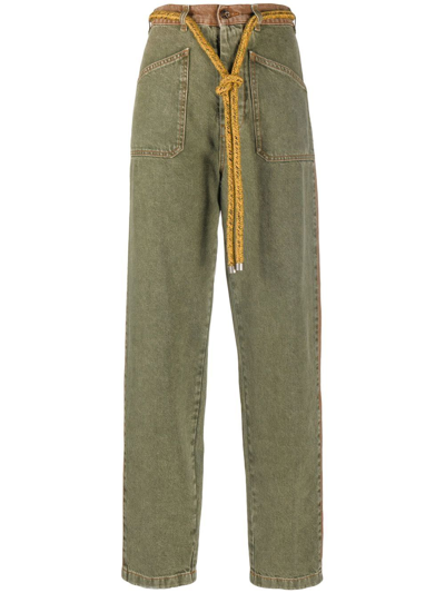 Shop Etro Panelled Straight-leg Jeans In Grün