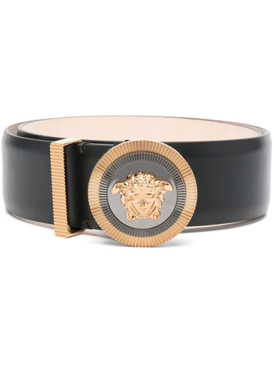 Shop Versace Medusa Logo-buckle Belt In Schwarz