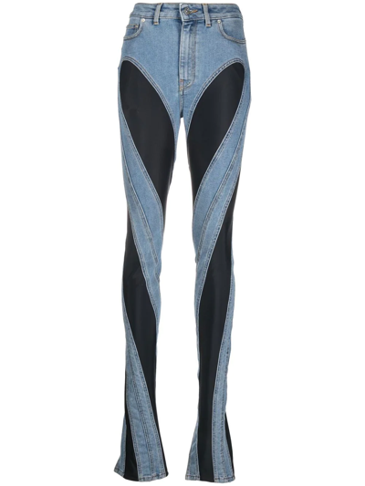 Shop Mugler Bootcut Panelled Jeans In Blau