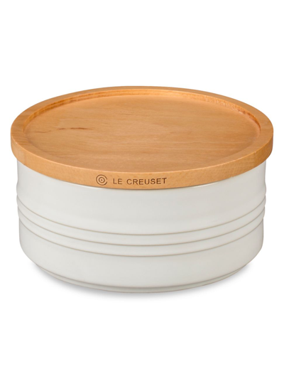 Shop Le Creuset Marseille Stoneware Canister & Wood Lid In White