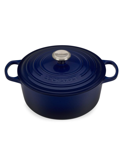 Shop Le Creuset 7.25-quart Signature Cast Iron Round Dutch Oven In Blue