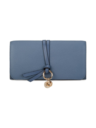 Shop Chloé Women's Alphabet Leather Continental Wallet In Graphite Navy