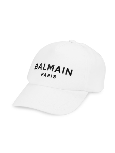 Shop Balmain Men's Cotton Logo Baseball Cap In White