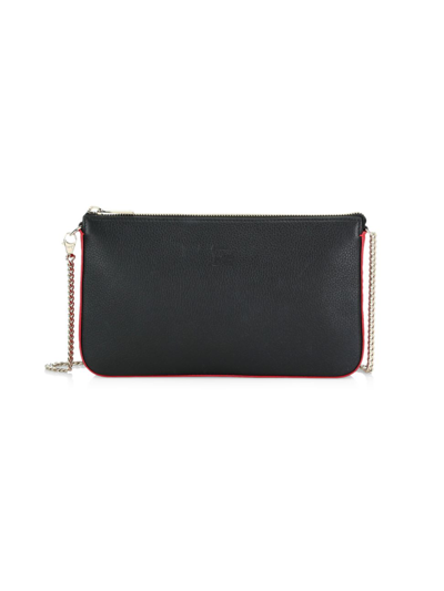 Shop Christian Louboutin Women's Loubila Leather Pouch-on-chain In Black Red