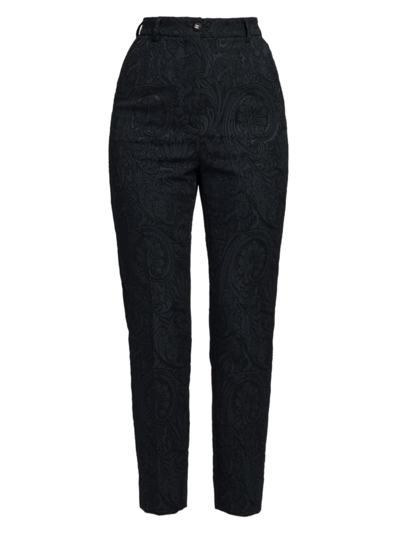 Shop Dolce & Gabbana Women's Jacquard Skinny Suiting Pants In Nero