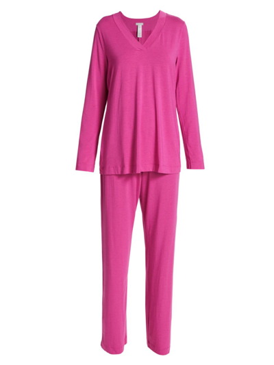Shop Hanro Women's Champagne 2-piece Jersey Pajama Set In Very Berry
