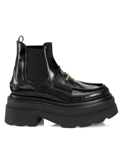 Shop Alexander Wang Women's Carter Leather Platform Ankle Boots In Black