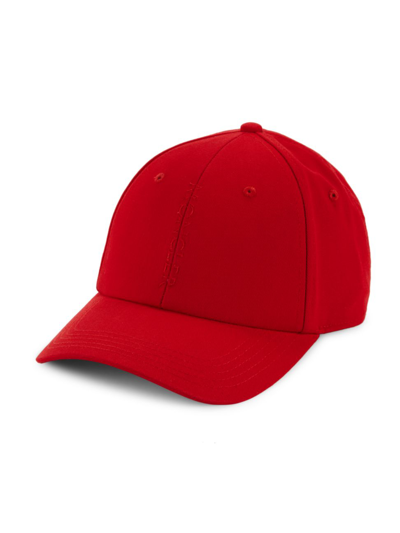 Shop Moncler Embroidered Logo Baseball Cap In Red