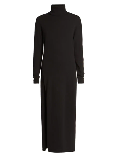 Shop Saint Laurent Women's Cashmere Turtleneck Maxi Dress In Noir