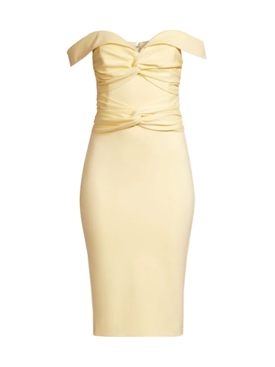 Shop Lavish Alice Women's Off-the-shoulder Twist Midi-dress In Butter