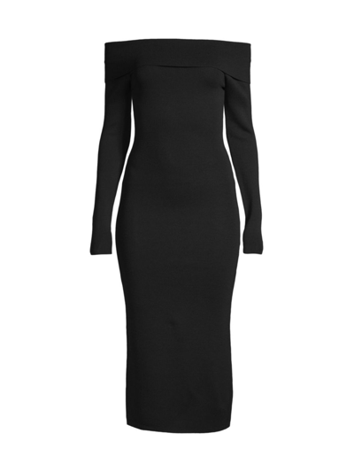 Shop Bardot Women's Off-the-shoulder Knit Midi-dress In Black