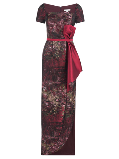 Shop Kay Unger Women's Layne Jacquard Column Gown In Bordeaux Multi