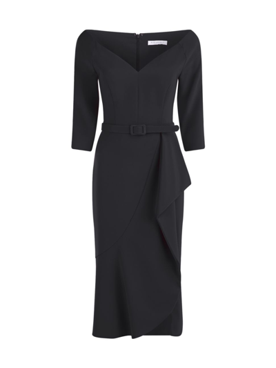 Shop Kay Unger Women's Izzy Belted Cocktail Dress In Black