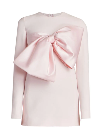 Shop Giambattista Valli Women's Bow Long-sleeve Minidress In Quartz Rose
