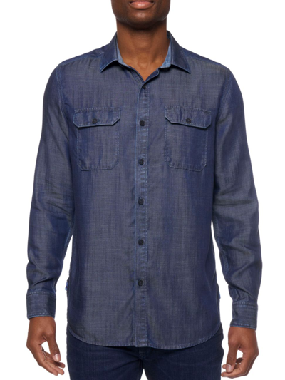 Shop Robert Graham Men's Gamma Woven Button-up Shirt In Dark Indigo