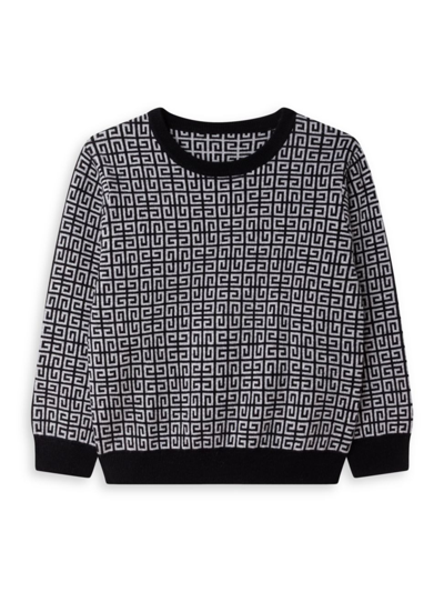 Shop Givenchy Little Kid's & Kid's 4g Jacquard Crewneck Sweater In Black Grey