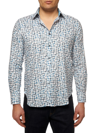 Shop Robert Graham Men's Kerberos Woven Button-up Shirt In Teal