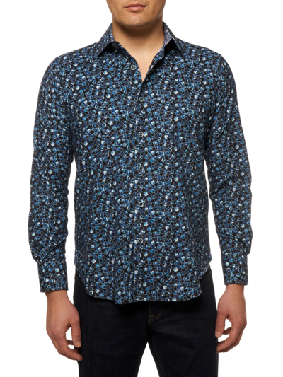 Shop Robert Graham Men's Stargazer Corduroy Woven Shirt In Blue