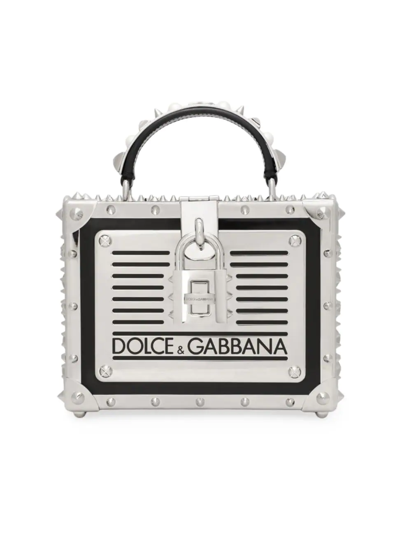 Shop Dolce & Gabbana Women's Dolce Box Metallic Leather Box Bag In Palladio