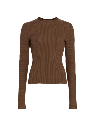 Shop Rag & Bone Women's Echo Rib-knit Long-sleeve Sweater In Dark Brown