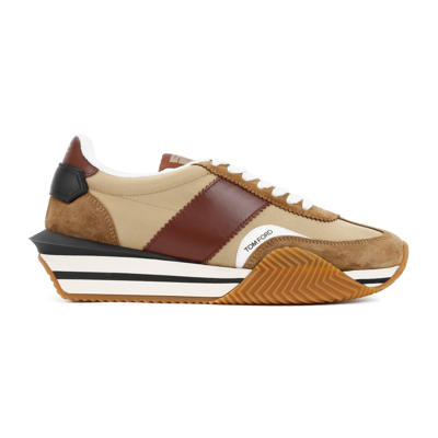 Shop Tom Ford Technical Fabric James Sneakers Shoes In Brown