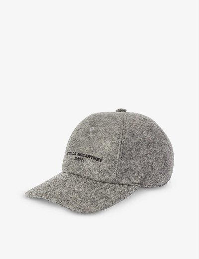 Shop Stella Mccartney 2001 Logo-embroidered Eco-felt Hat In Grey