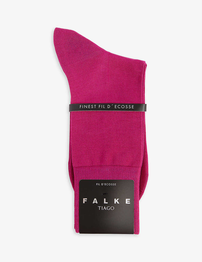 Shop Falke Tiago Stretch-cotton Socks In Berry