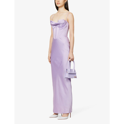Shop House Of Cb Womens Lavender Charmaine Corset Satin Maxi Dress